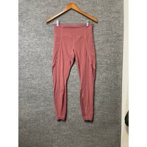 Athleta Pink Mid Rise Leggings With Pockets 25” Size Small Womens